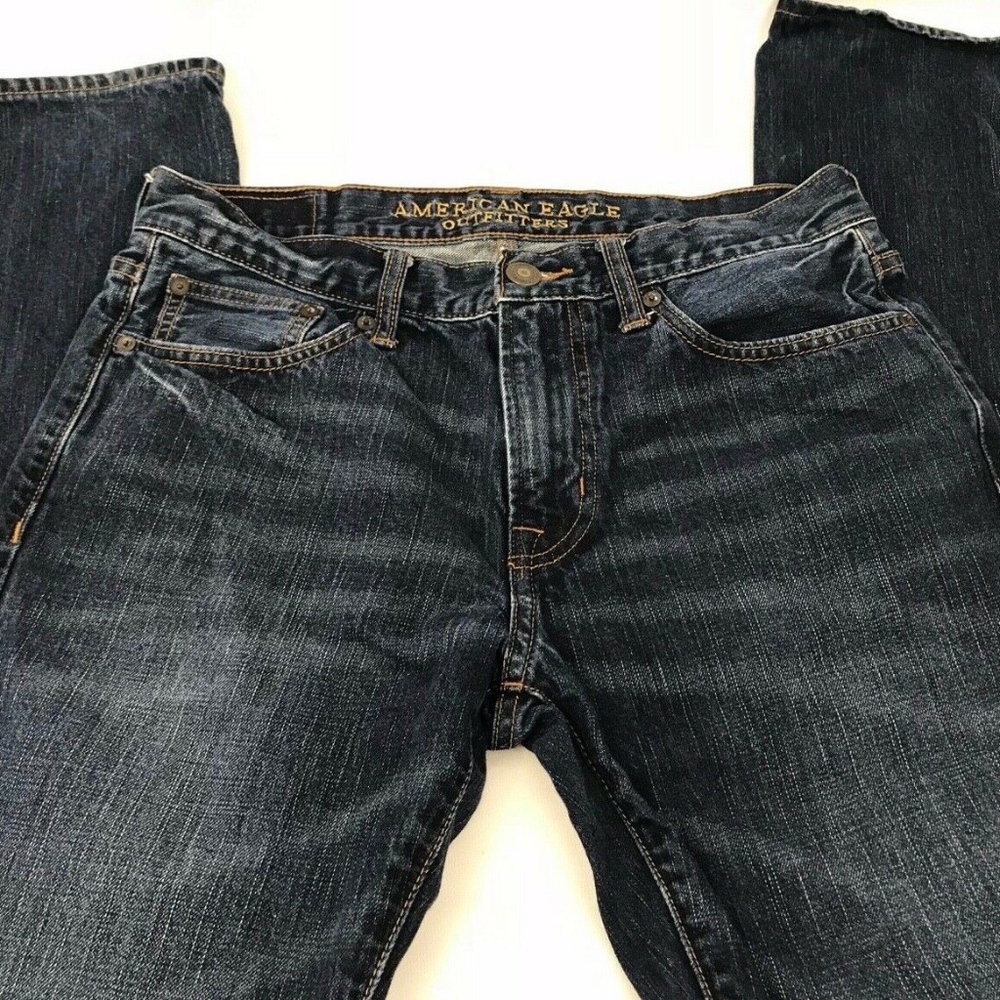 Men's AEO Original Straight Dark Wash Whiskered Jeans